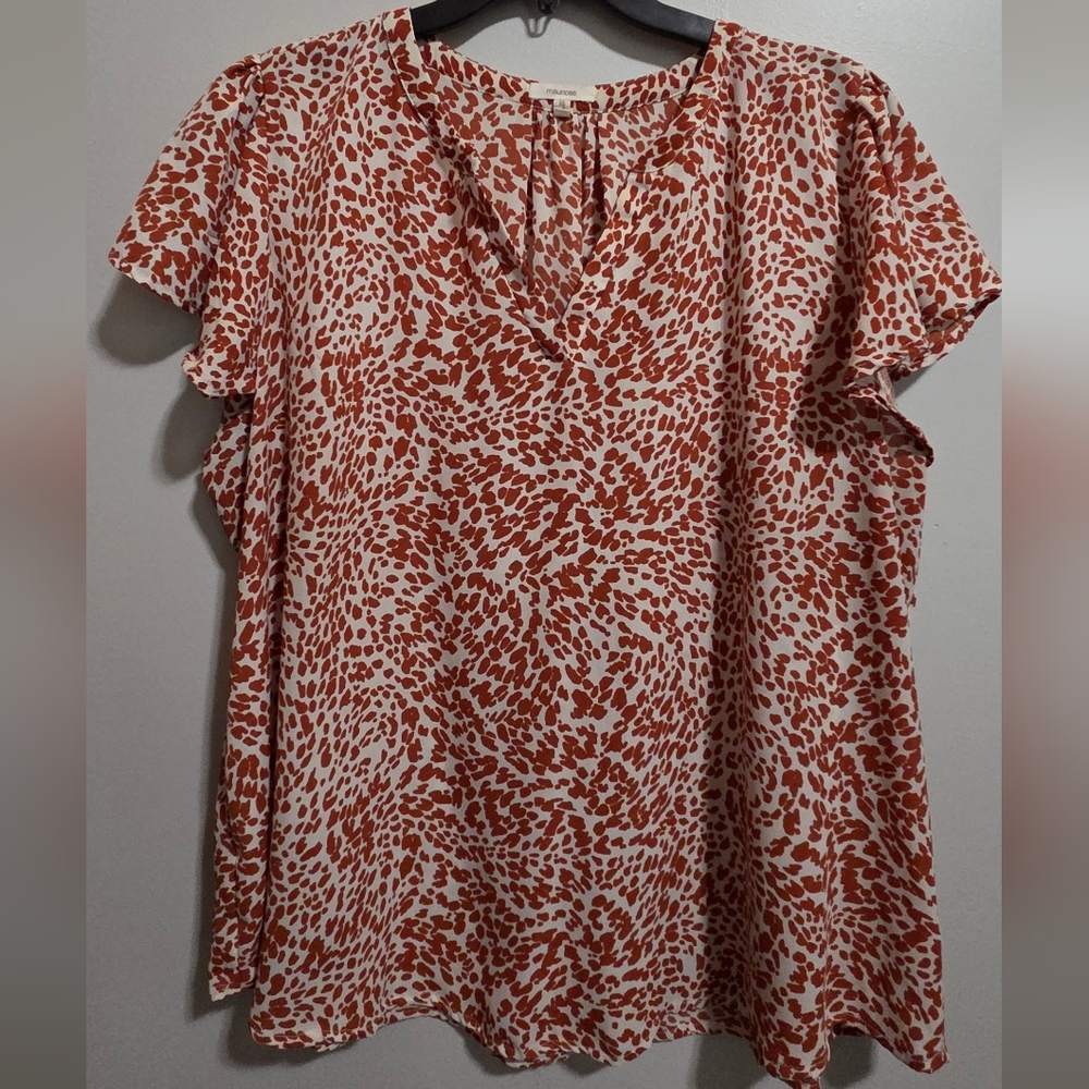 Maurices Rust Orange and White Patterned Top